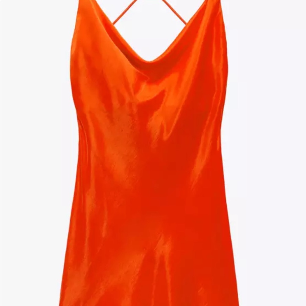 Red Zara mini satin dress. New with tags.
